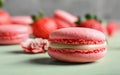 strawberry macaroons on table