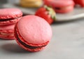 strawberry macaroons on table