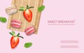 Strawberry macaroons Vector realistic. 3d detailed illustrations