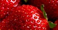 Strawberry. Macro of fresh organic natural berries. Fruit red background - AI generated image