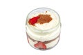 Strawberry magnolia dessert. Magnolia dessert on background. World cuisine delicacies