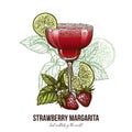 Strawberry Margarita cocktail with berries