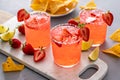Strawberry margarita cocktail with lime and crushed ice Royalty Free Stock Photo