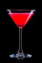 Strawberry margarita cocktail in martini glass isolated on black background Royalty Free Stock Photo