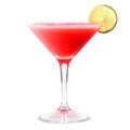 Strawberry margarita cocktail in salt-rimmed glass isolated on white background Royalty Free Stock Photo