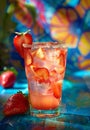 Strawberry margarita juice in a glass, tasty mexican dish image