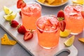 Strawberry margarita with lime, served with chips Royalty Free Stock Photo