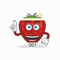 The Strawberry mascot character becomes a running athlete. vector illustration