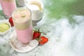 Strawberry and matcha latte cocktail Royalty Free Stock Photo