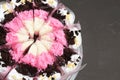 Strawberry milk cake on black background Royalty Free Stock Photo