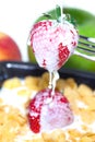 Strawberry,milk and flakes in a bowl Royalty Free Stock Photo