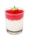 Strawberry milk jelly in a glass isolated on a white background. Close-up. Royalty Free Stock Photo