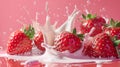 Strawberry milk milkshake splash background. Royalty Free Stock Photo
