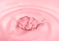 Strawberry milk splash with ripples around strawberry milk shake natural fresh milk Royalty Free Stock Photo