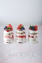 Strawberry milk yogurt desert in glasses Royalty Free Stock Photo