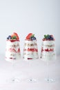 Strawberry milk yogurt desert in glasses Royalty Free Stock Photo