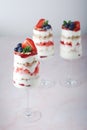 Strawberry milk yogurt desert in glasses Royalty Free Stock Photo