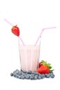 Strawberry milkshake with blueberries Royalty Free Stock Photo