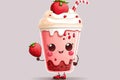 Strawberry milkshake cartoon character