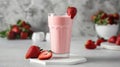 The Strawberry Milkshake Delight.AI generated image Royalty Free Stock Photo