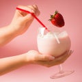 Strawberry milkshake drink Royalty Free Stock Photo