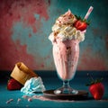 Strawberry Milkshake. Generative AI