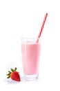 Strawberry milkshake isolated on white background  with  copyspace Royalty Free Stock Photo