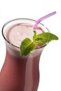Strawberry milkshake with leaves Royalty Free Stock Photo