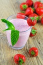 Strawberry milkshake with mint Royalty Free Stock Photo