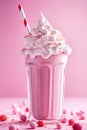 Strawberry milkshake, smoothie with fresh strawberries. Healthy food and drink concept. Ai Generative