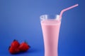 Strawberry milkshake, sweet drink made with cow`s milk Royalty Free Stock Photo