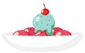 Strawberry and mint ice cream simple cartoon