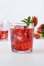 Strawberry mint rum cocktail mojito