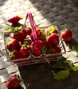 Strawberry and mint in a shopping basket Royalty Free Stock Photo