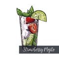 Strawberry mojito cocktail