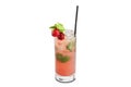 Strawberry Mojito cocktail isolated on white background Royalty Free Stock Photo