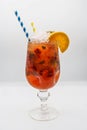 Strawberry mojito with lemon juice, crushed ice and mint Royalty Free Stock Photo