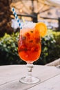 Strawberry mojito with lemon juice, crushed ice and mint Royalty Free Stock Photo