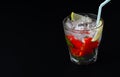 Strawberry mojito. Refreshing summer drink with berries, lime and min Royalty Free Stock Photo