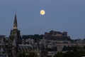 Strawberry moon over Edinburgh Castle Royalty Free Stock Photo