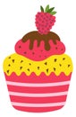 Strawberry muffin icon. Sweet delicious birthday pastry