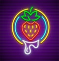 Strawberry neon sign for sex shop Royalty Free Stock Photo