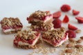 Strawberry oats almonds Breakfast bar. No flour breakfast bar with rolled oats, almonds, cream cheese and fresh strawberries