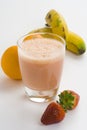 Strawberry orange banana milkshake natural Royalty Free Stock Photo