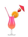 Strawberry and orange cocktail on a white background Royalty Free Stock Photo