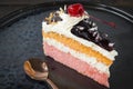 Strawberry Orange Cream Cake with Blueberries Royalty Free Stock Photo