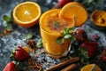 Strawberry and orange smoothie with curcuma Royalty Free Stock Photo