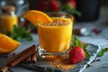Strawberry and orange smoothie with curcuma Royalty Free Stock Photo