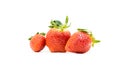 Three strawberry is on a white background. Royalty Free Stock Photo