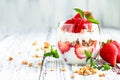 Strawberry Parfaits with Fresh Strawberries with Copy Space